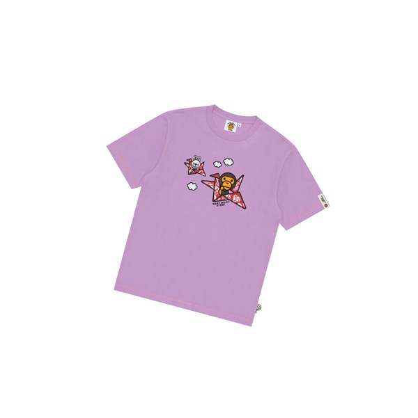 A BATHING APE Bape Baby Milo Print Tee Rövid Sleeve Polo Férfi Lila | JHY-054891
