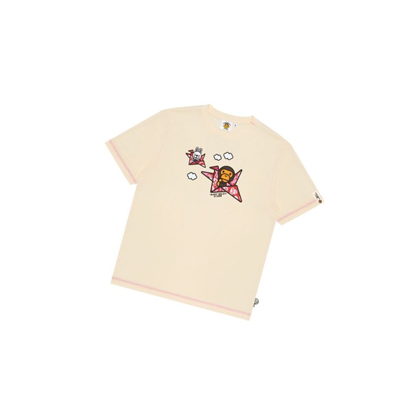 A BATHING APE Bape Baby Milo Print Tee Rövid Sleeve Polo Férfi Krém | QUA-971346