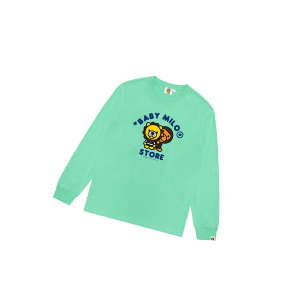 A BATHING APE Bape Baby Milo Tee Long Sleeve Polo Férfi Zöld | SLG-849106