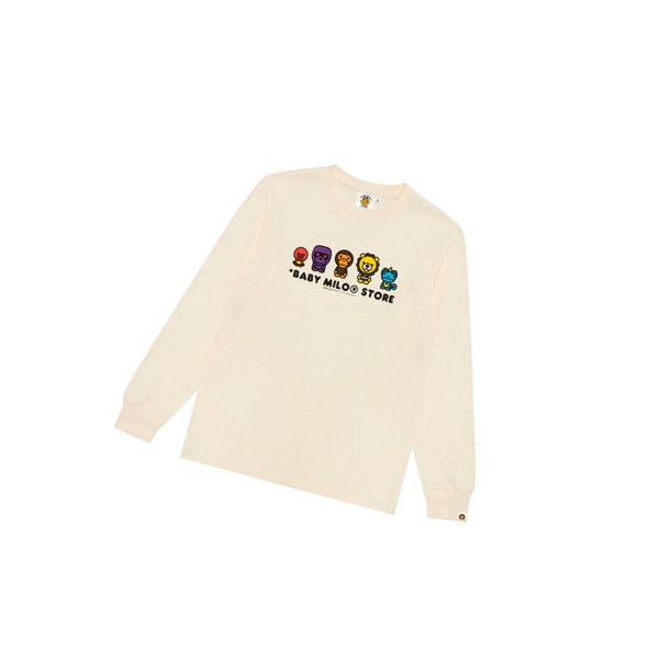 A BATHING APE Bape Baby Milo Tee Long Sleeve Polo Férfi Fehér | XZV-197845