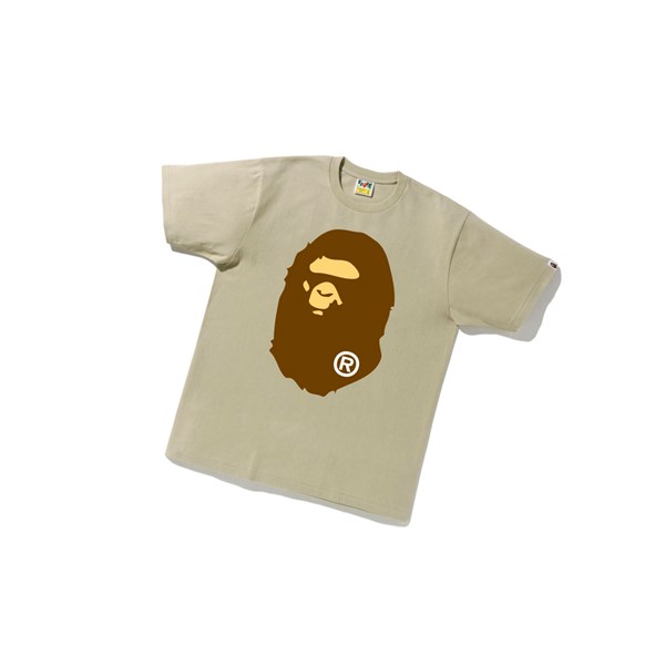 A BATHING APE Bape Big Ape Head Tee Rövid Sleeve Polo Férfi Bézs | BKD-051762