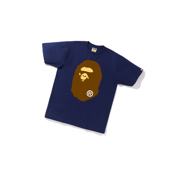 A BATHING APE Bape Big Ape Head Tee Rövid Sleeve Polo Férfi Sötétkék Kék | BVK-584973