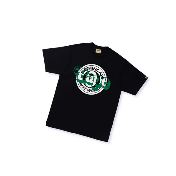 A BATHING APE Bape Busy Works Multi Print Tee Rövid Sleeve Polo Férfi Fekete | MSF-971586