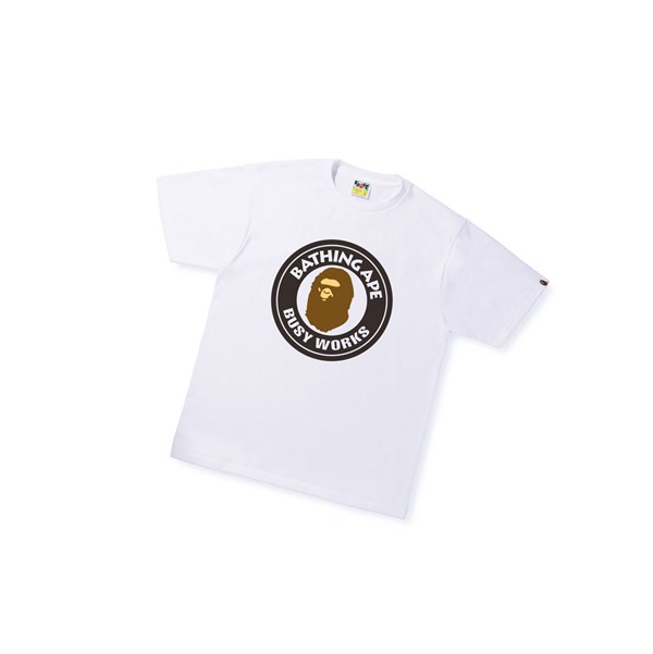 A BATHING APE Bape Busy Works Tee Rövid Sleeve Polo Férfi Fehér | AOX-513974