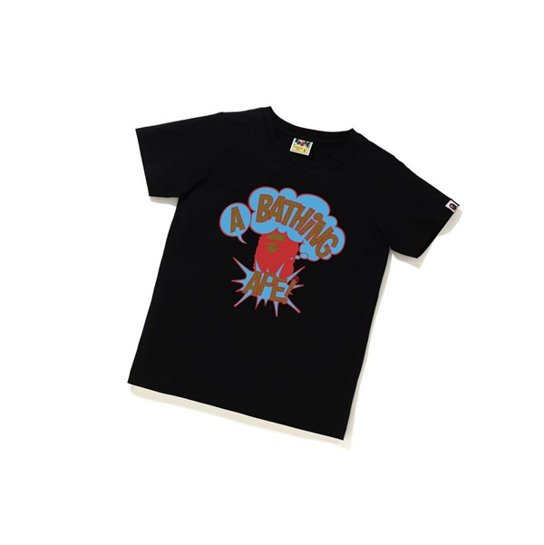 A BATHING APE Bape Cartoon College Tee Rövid Sleeve Polo Női Fekete | TQD-914850
