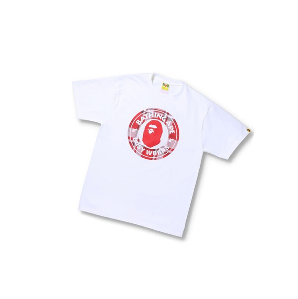 A BATHING APE Bape Check Gift Busy Works Tee Rövid Sleeve Polo Férfi Fehér | CQH-567894