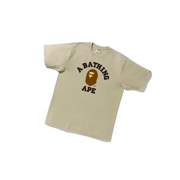 A BATHING APE Bape College Tee Rövid Sleeve Polo Férfi Bézs | HIN-416820