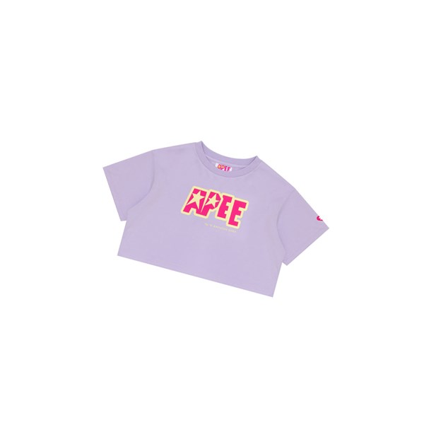 A BATHING APE Bape Double Logo Cropped Tee Rövid Sleeve Polo Női Pastel Lilac | LEV-960725