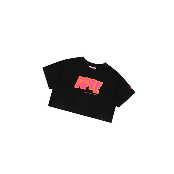 A BATHING APE Bape Double Logo Cropped Tee Rövid Sleeve Polo Női Fekete | QBK-492358