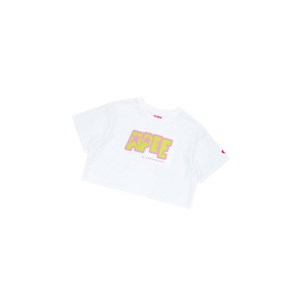 A BATHING APE Bape Double Logo Cropped Tee Rövid Sleeve Polo Női Fehér | SRO-243768