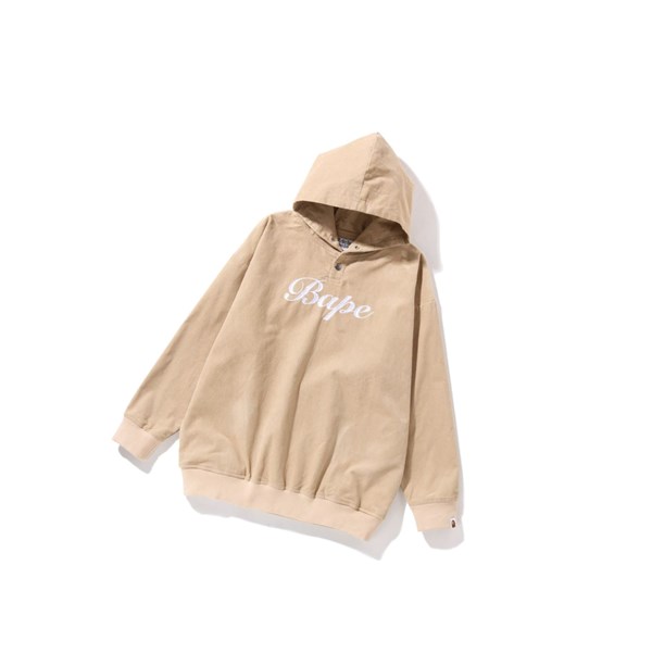 A BATHING APE Bape Embroidery Corduroy Oversized Pullover Kapucnis Pulóver Női Bézs | HJI-789342