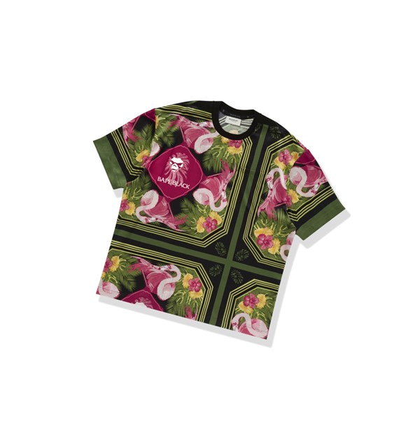A BATHING APE Bape Floral Print Ape Head Tee Rövid Sleeve Polo Férfi Fekete | BPG-359281