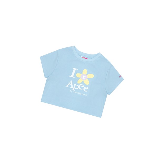 A BATHING APE Bape Flower Cropped Tee Rövid Sleeve Polo Női Kék | QYO-402185