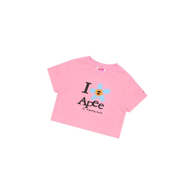 A BATHING APE Bape Flower Cropped Tee Rövid Sleeve Polo Női Rózsaszín | YEV-465817