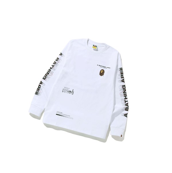 A BATHING APE Bape Graphic #2 L/S Tee Long Sleeve Polo Férfi Fehér | DNR-857192