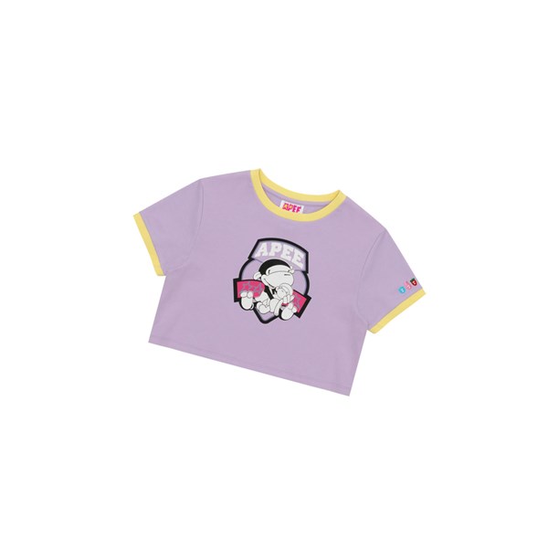 A BATHING APE Bape Graphic Cropped Tee Rövid Sleeve Polo Női Lila | CNB-271409