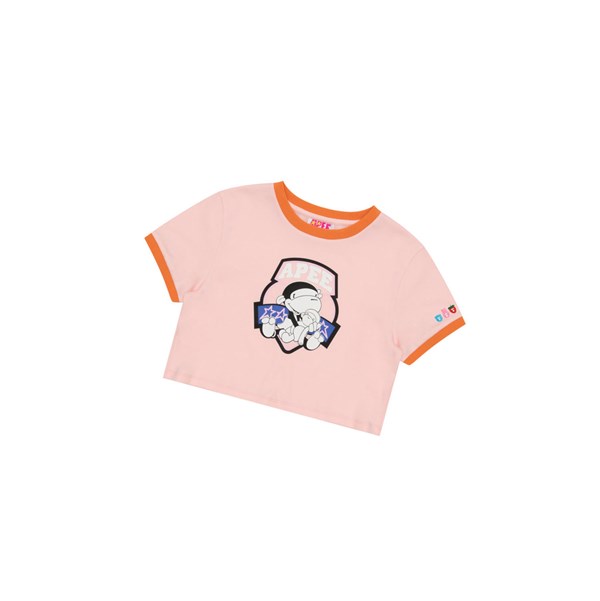 A BATHING APE Bape Graphic Cropped Tee Rövid Sleeve Polo Női Rózsaszín | XAY-652107