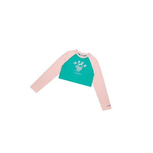 A BATHING APE Bape Graphic Long Sleeve Raglan Tee Long Sleeve Polo Női Rózsaszín | EMH-031875