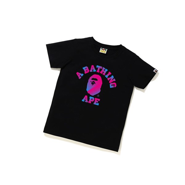 A BATHING APE Bape Halftone Dot College Tee Rövid Sleeve Polo Női Fekete | UDB-752086