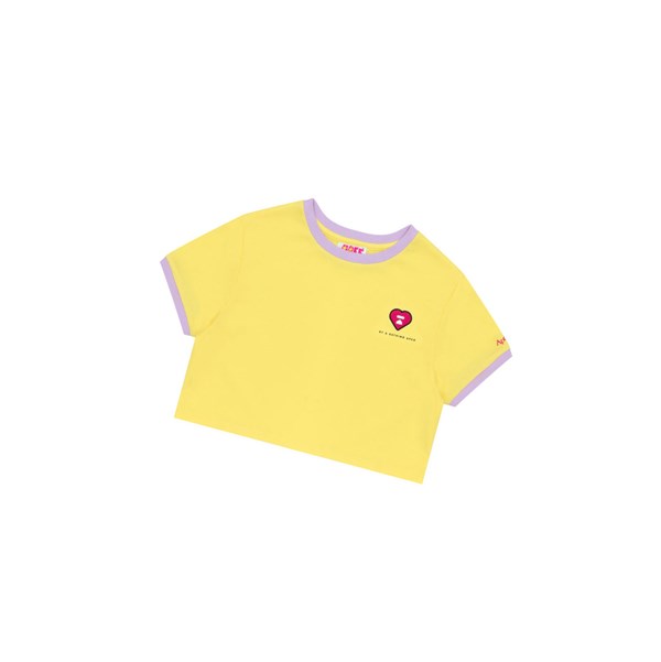 A BATHING APE Bape Heart Cropped Tee Rövid Sleeve Polo Női Sárga | UDP-561240