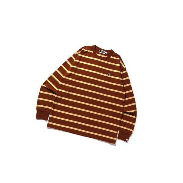 A BATHING APE Bape Hoop Relaxed Fit L/S Tee Rövid Sleeve Polo Férfi Barna | GSF-376192