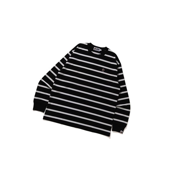 A BATHING APE Bape Hoop Relaxed Fit L/S Tee Rövid Sleeve Polo Férfi Fekete | VOC-478915