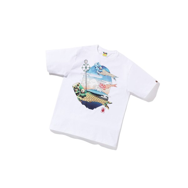 A BATHING APE Bape Koinobori Carp Flags Ape Head Tee Rövid Sleeve Polo Férfi Fehér | FJG-516329