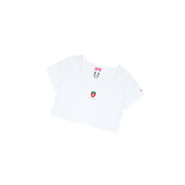 A BATHING APE Bape Logo Berry Tee Rövid Sleeve Polo Női Fehér | MRF-763089