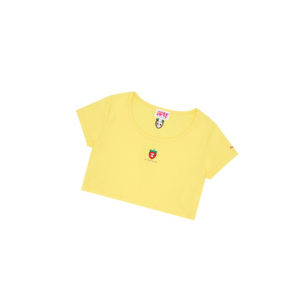 A BATHING APE Bape Logo Berry Tee Rövid Sleeve Polo Női Citrom Sárga | WJD-035126
