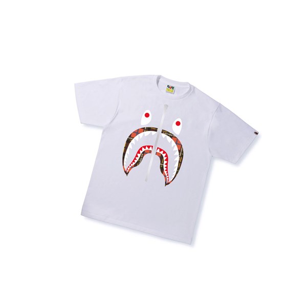 A BATHING APE Bape Logo Check Shark Tee Rövid Sleeve Polo Férfi Fehér | ZLK-743950