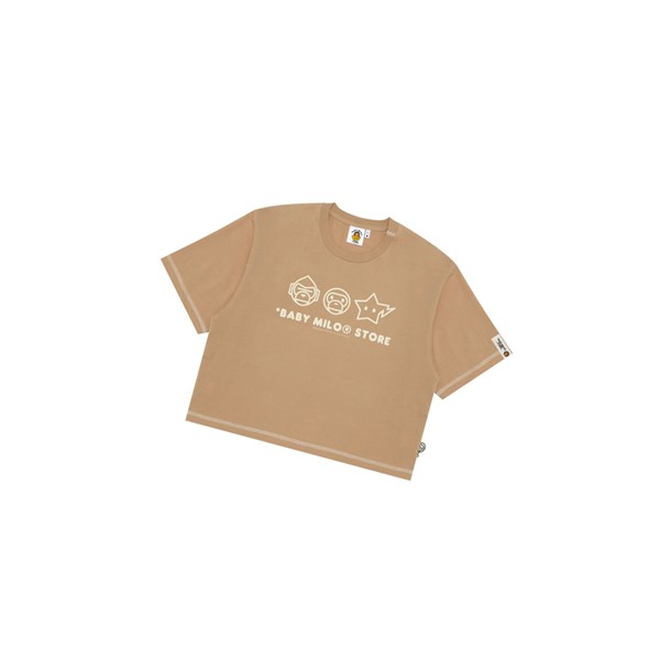 A BATHING APE Bape Logo Crop Fit Tee Rövid Sleeve Polo Női Bézs | KSQ-326574
