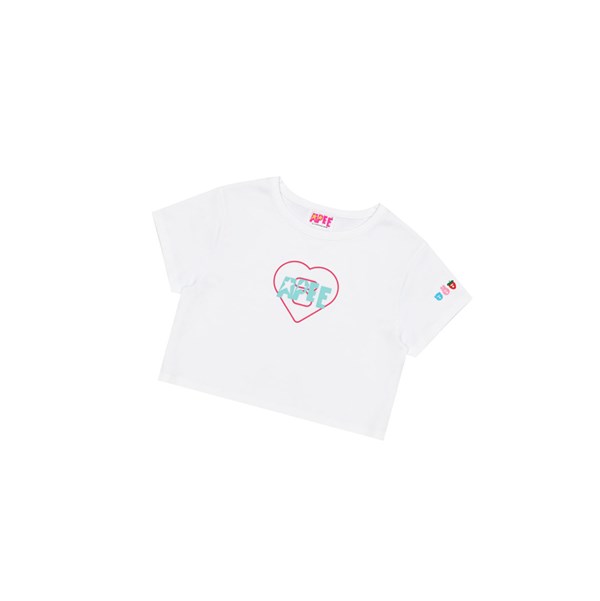 A BATHING APE Bape Logo Printed Slim Cut Tee Rövid Sleeve Polo Női Fehér | LRS-365819