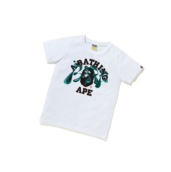 A BATHING APE Bape Marble Camo Liquid College Tee Rövid Sleeve Polo Női Fehér | FNU-972641