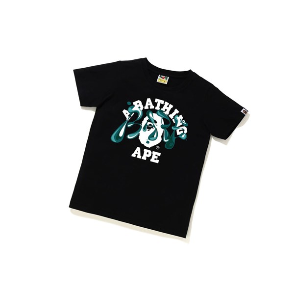 A BATHING APE Bape Marble Camo Liquid College Tee Rövid Sleeve Polo Női Fekete | JKT-362089