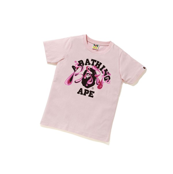 A BATHING APE Bape Marble Camo Liquid College Tee Rövid Sleeve Polo Női Rózsaszín | UTS-301952