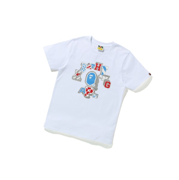A BATHING APE Bape Mix Patched College Tee Rövid Sleeve Polo Női Fehér | OKT-419865