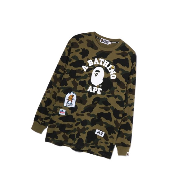 A BATHING APE Bape Multi Label 1st Camo L/S Tee Long Sleeve Polo Női Zöld | CFW-136978