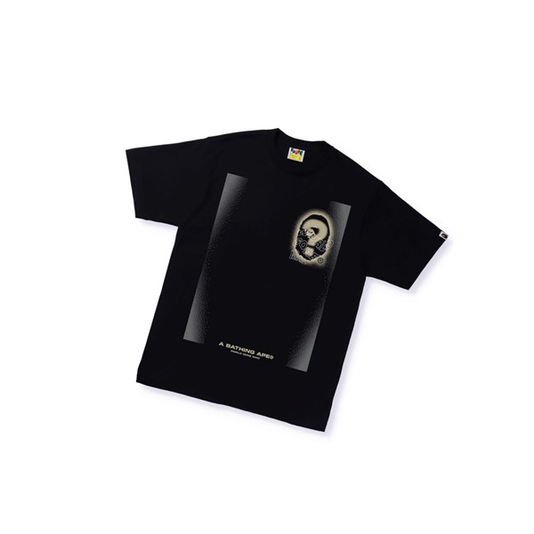 A BATHING APE Bape Multi Logo Tee #3 Rövid Sleeve Polo Férfi Fekete | PIZ-547921