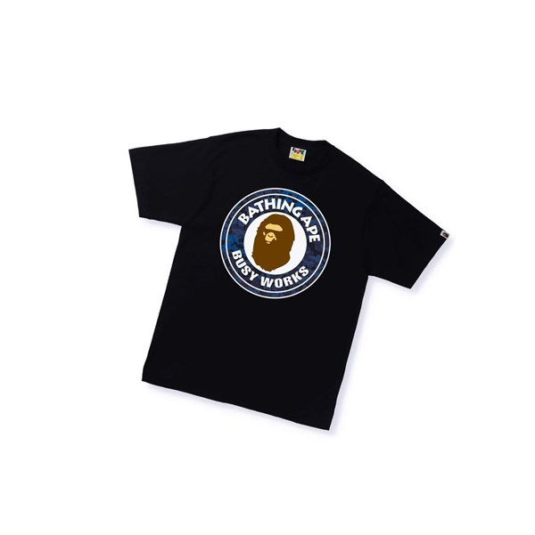 A BATHING APE Bape Sand Camo Busy Works Tee Rövid Sleeve Polo Férfi Fekete | RHV-954128