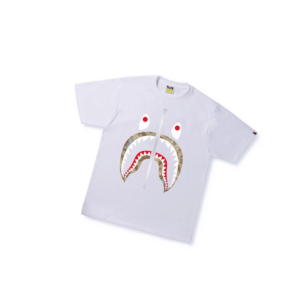 A BATHING APE Bape Sand Camo Shark Tee Rövid Sleeve Polo Férfi Fehér | AVE-329486
