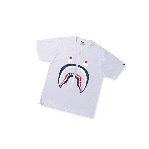 A BATHING APE Bape Sand Camo Shark Tee Rövid Sleeve Polo Férfi Fehér | DEA-276584
