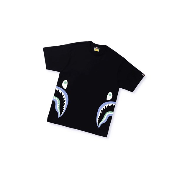 A BATHING APE Bape Text Code Camo Side Shark Tee Rövid Sleeve Polo Férfi Fekete | LYX-901283