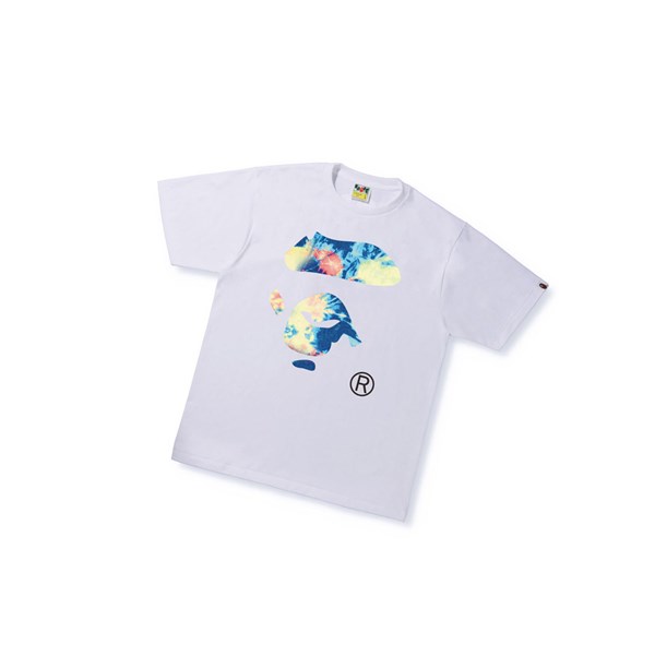 A BATHING APE Bape Tie Dye Ape Face Tee Rövid Sleeve Polo Férfi Fehér | KBI-437810
