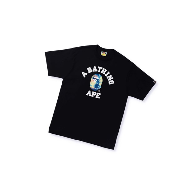 A BATHING APE Bape Tie Dye College Tee Rövid Sleeve Polo Férfi Fekete | PJV-062349