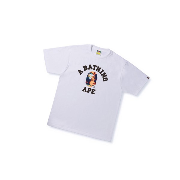 A BATHING APE Bape Tie Dye College Tee Rövid Sleeve Polo Férfi Fehér | SDW-108962