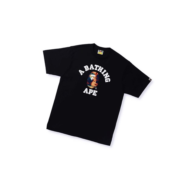 A BATHING APE Bape Tie Dye College Tee Rövid Sleeve Polo Férfi Fekete | ZTP-618297