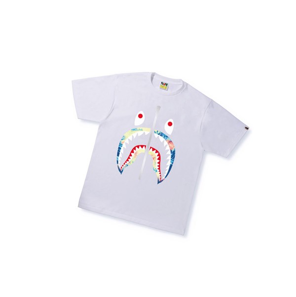 A BATHING APE Bape Tie Dye Shark Tee Rövid Sleeve Polo Férfi Fehér | ACP-067514