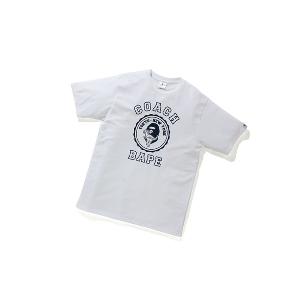 A BATHING APE Bape X Coach College Tee Rövid Sleeve Polo Férfi Fehér | VIQ-456302