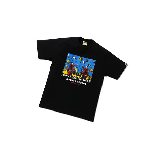 A BATHING APE Bape X Gilbert & George Flight Tee Rövid Sleeve Polo Férfi Fekete | NMQ-831697