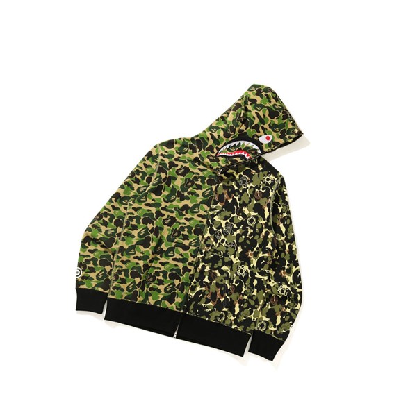 A BATHING APE Bape X Mo'Wax X Unkle Bape Camo Zip Throughs Kapucnis Pulóver Férfi Zöld | NUT-231470